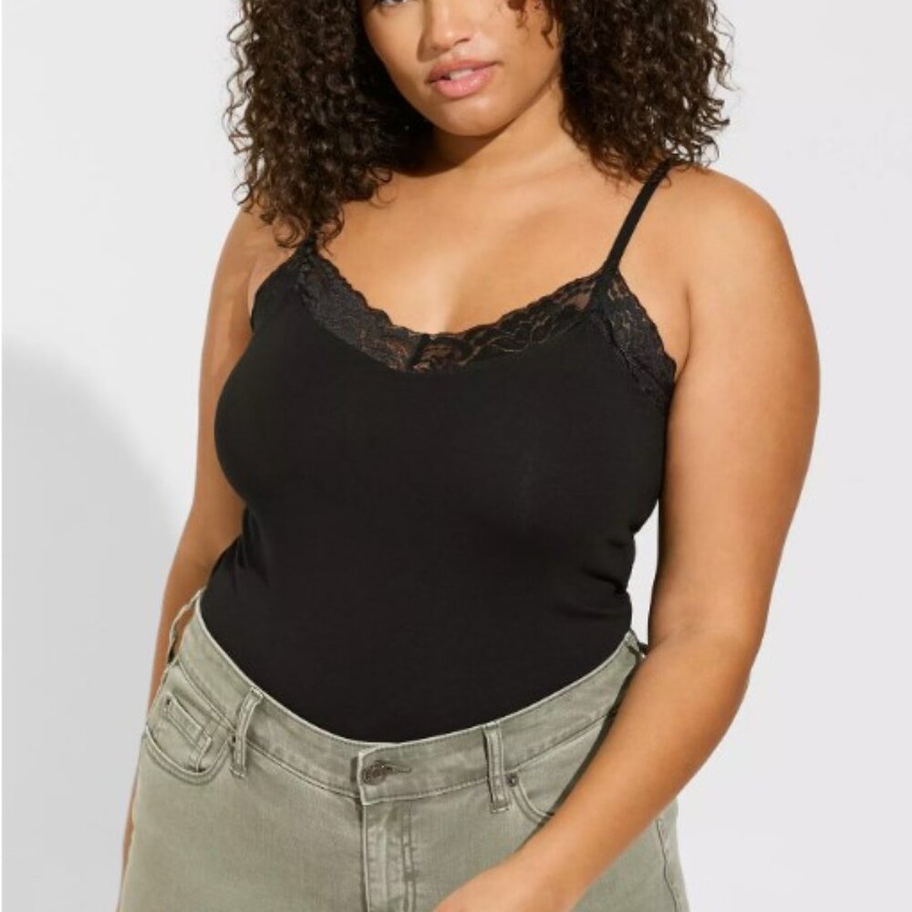 NWT Torrid Foxy Lace Trim V-Neck Cami - Black - Size - Picture 2 of 9